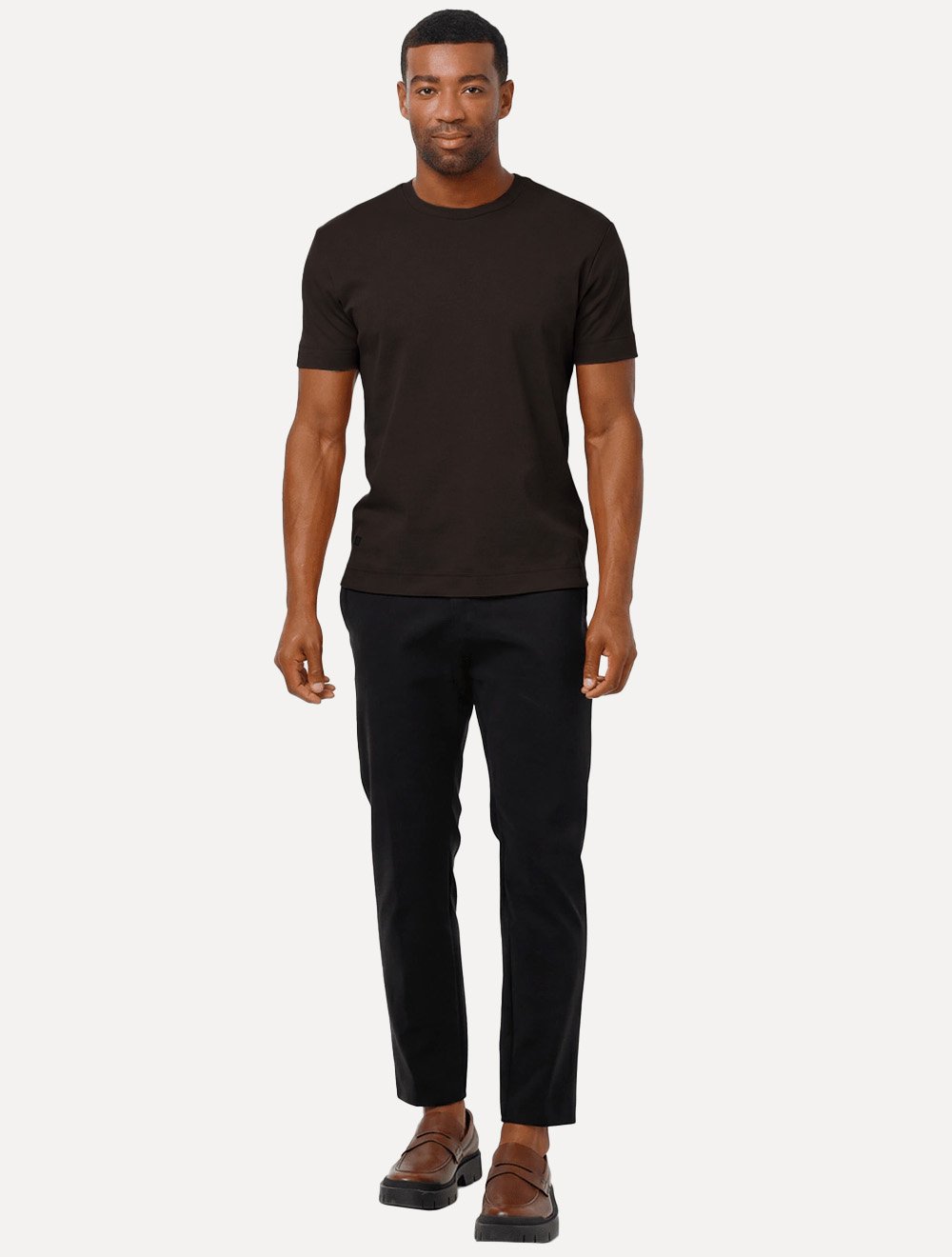 Camiseta K&J Black Premium Slim Lisa Suedine Egípcio Marrom Escuro