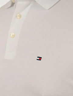 Polo Tommy Hilfiger Masculina Slim Piquet Classic Flag Cuff Branca