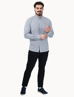 Camisa Tommy Jeans Masculina Slim Striped Oxford Azul Marinho