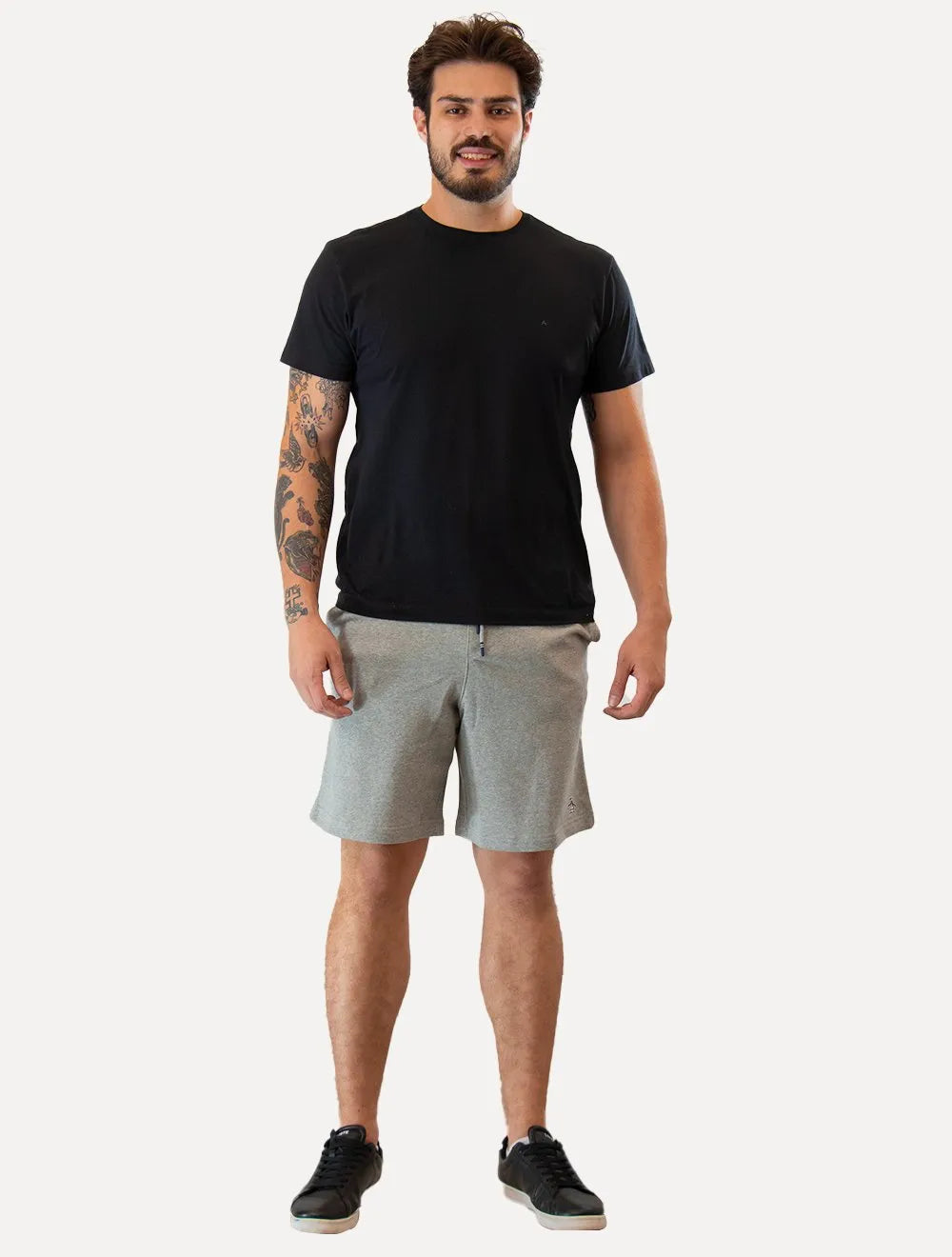 Bermuda Original Penguin Masculina Moletom Slim Patch Cinza Mescla
