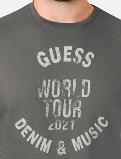 Camiseta Guess Masculina World Tour 2021 Grafite
