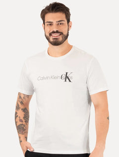 Camiseta Calvin Klein Jeans Masculina Re Issue Logo Frontal Branca