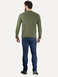 Camiseta Calvin Klein Masculina Meia Malha CK Verde Militar
