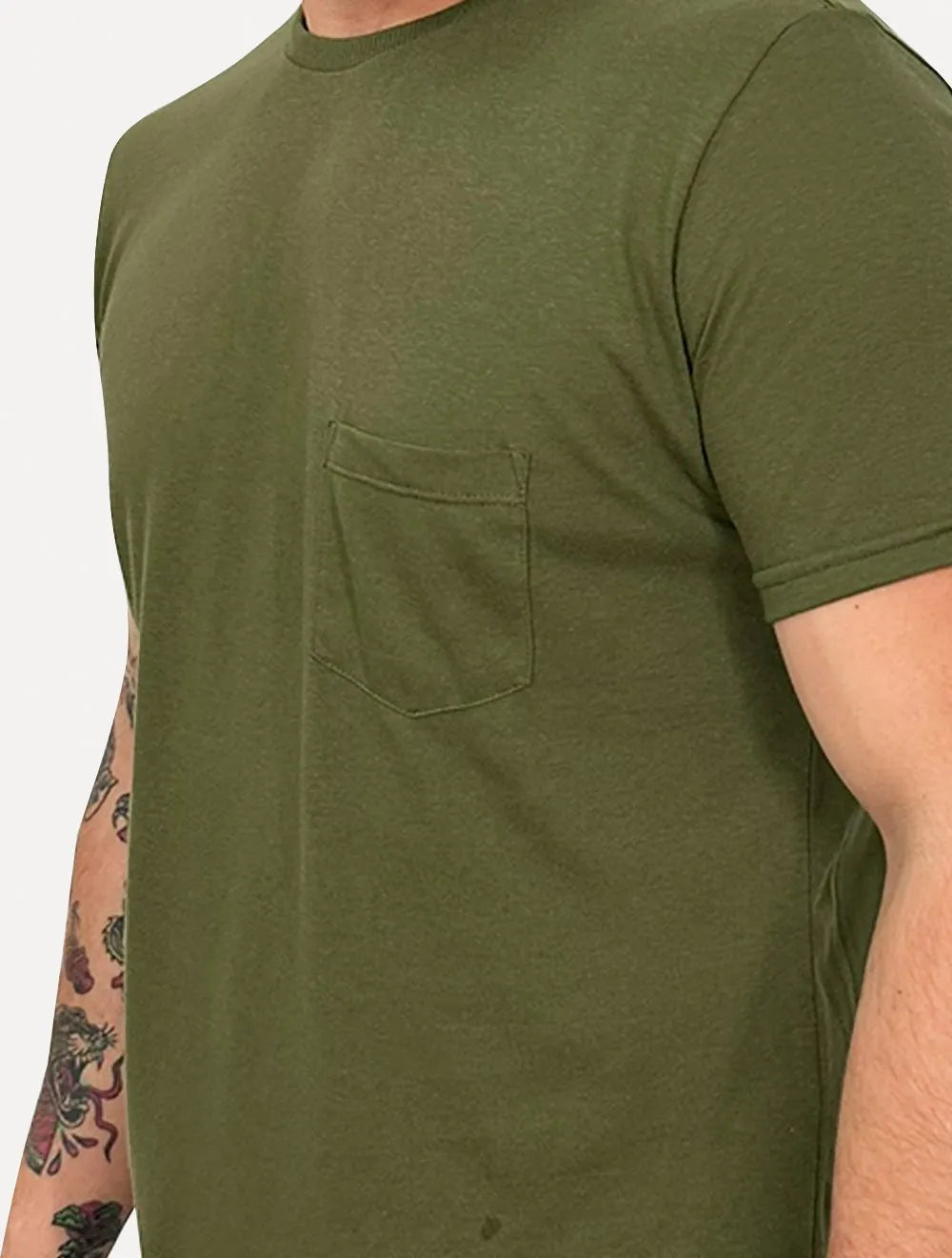 Camiseta King & Joe Masculina Slim Eco Crewneck Pocket Verde Militar