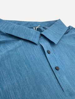 Polo Pacific Blue Masculina Basic Melange Azul Mescla