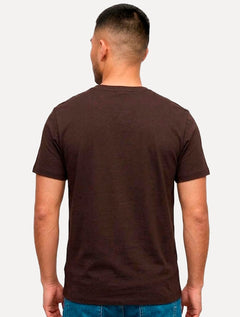 Camiseta Calvin Klein Jeans Masculina Meia Malha Logo Flow Marrom Escuro