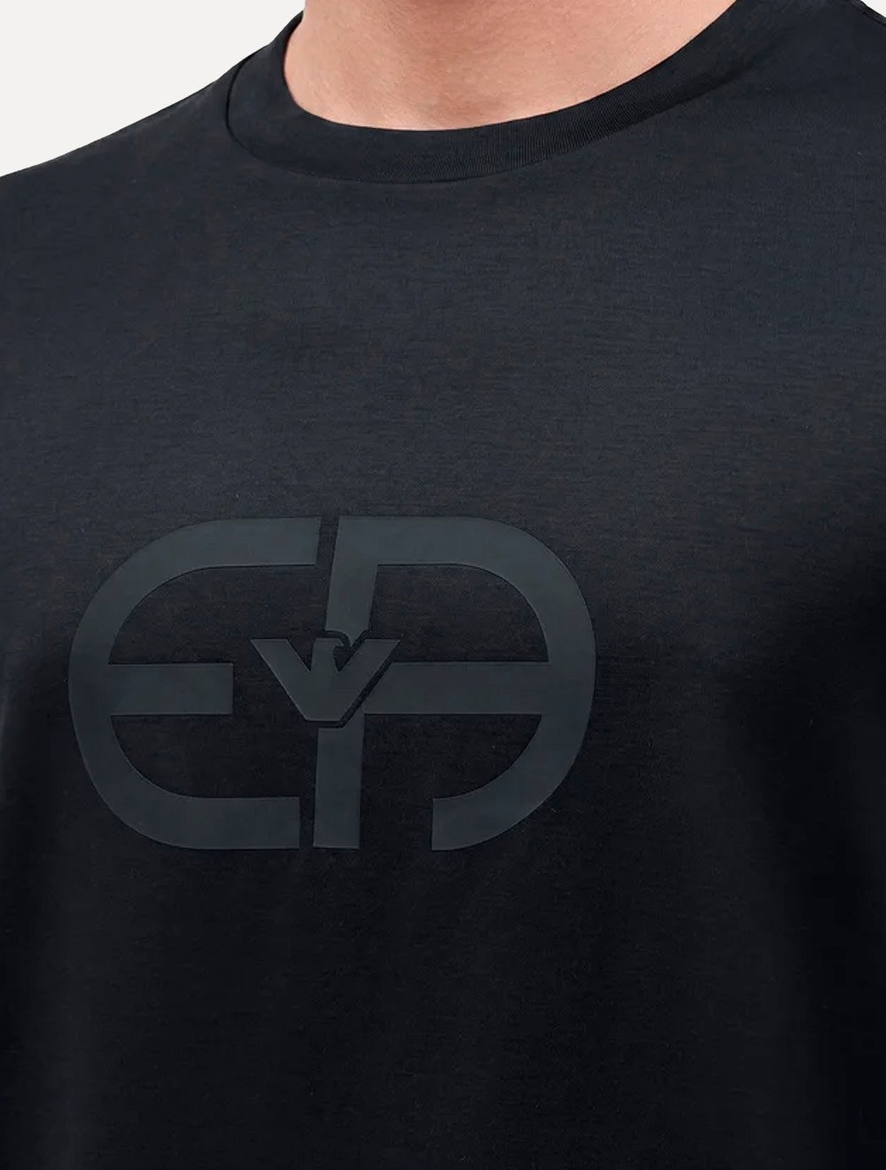 Camiseta Emporio Armani Masculina Lyocell EA Print Logo Azul Marinho