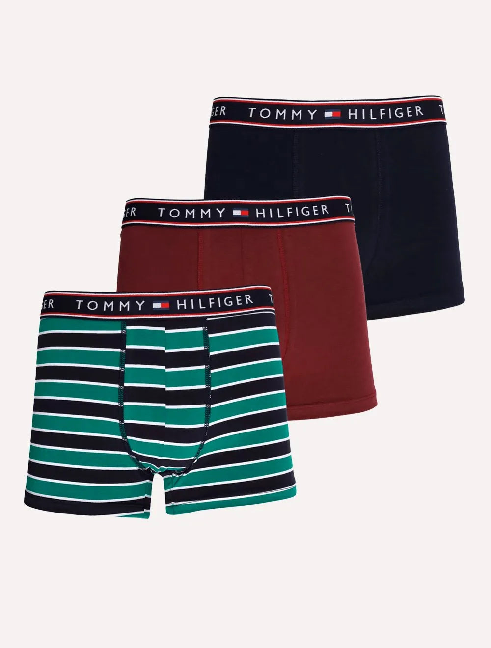 Cuecas Tommy Hilfiger Cotton Stretch Trunk Fancy Striped Marinho/ Listrada/ Bordô 3UN