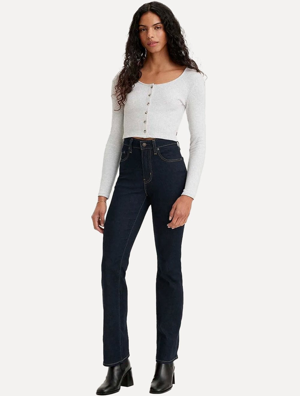 Calça Levis Jeans Feminina 725 High Rise Bootcut Azul Escuro