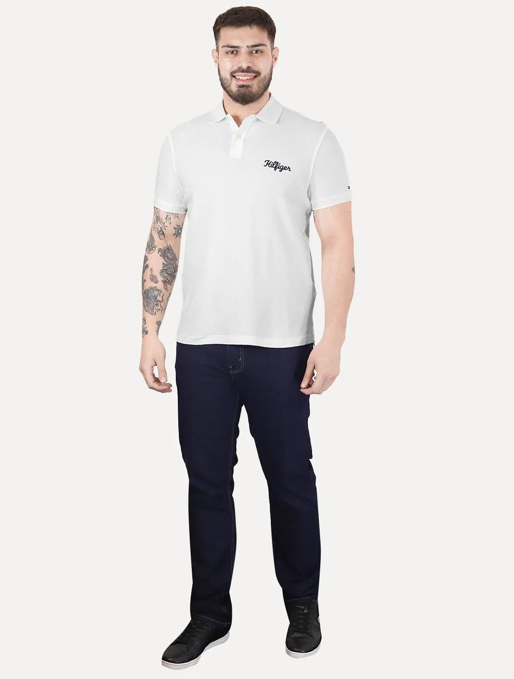 Polo Tommy Hilfiger Masculina Regular Piquet Graphic Icon Embroidery Branca