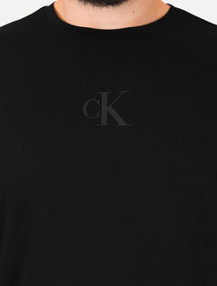 Camiseta Calvin Klein Jeans Masculina Frontal CK Rubber Relevo Preta
