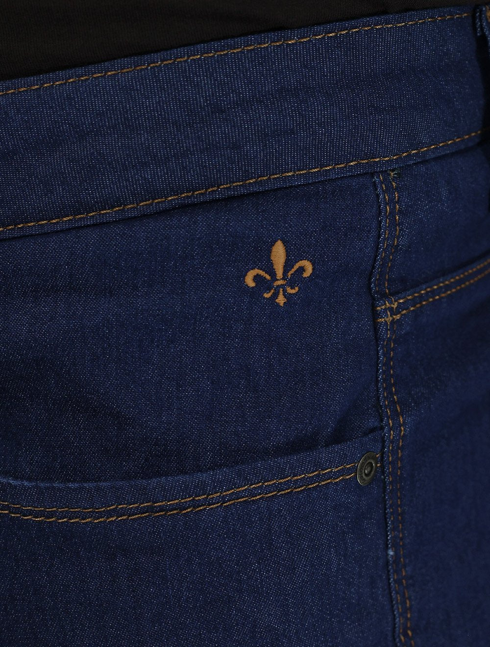 Calça Dudalina Jeans Slim Classica 5 Pockets Costura Clara Azul Escuro