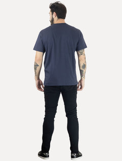 Camiseta Colcci Masculina Basica Logo Minimalista Azul Escuro
