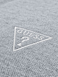 Polo Guess Masculina Piquet Frieze Logo Bordado Cinza Mescla