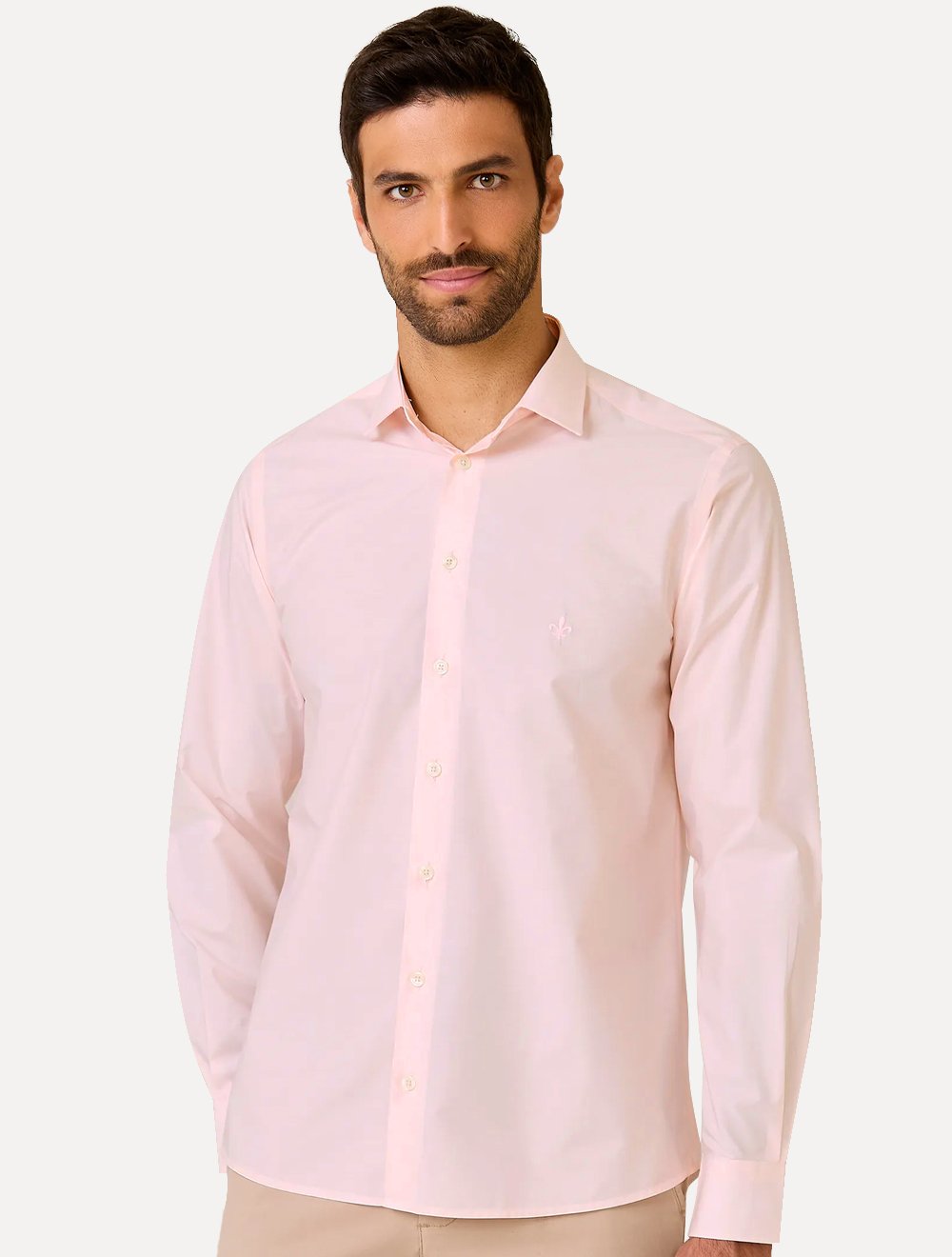 Camisa Dudalina Masculina Comfort Tricoline Lisa Rosa