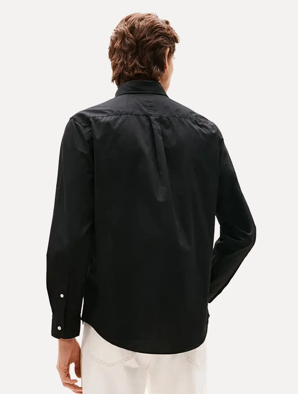Camisa Tommy Hilfiger Masculina Regular Core Flex Poplin Preta