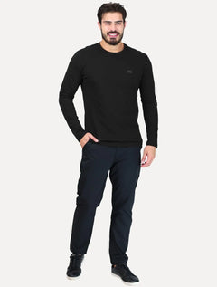 Camiseta King & Joe Masculina Manga Longa Basic Small Logo Preto