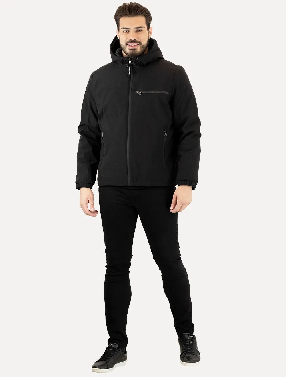 Jaqueta Calvin Klein Hooded CK Peito Preta