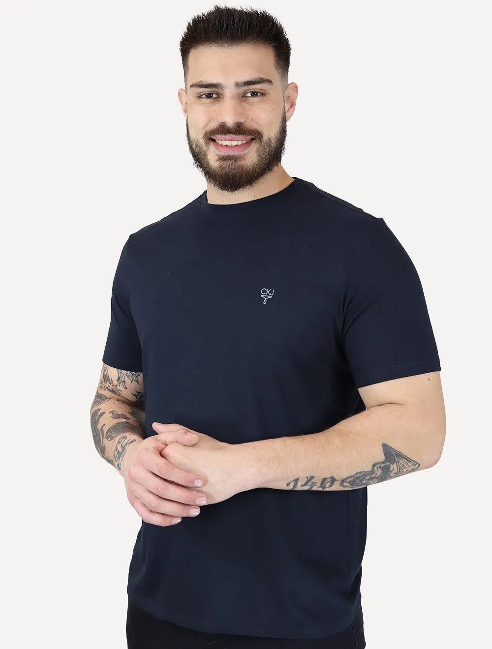 Camiseta Calvin Klein Jeans Masculina Light Omega Logo Azul Marinho