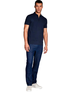 Polo Aramis Masculina Piquet Ziper Azul Marinho