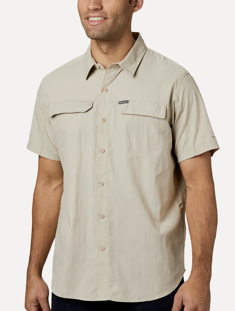 Camisa Columbia Masculina Manga Curta Silver Ridge Pockets Cáqui Claro