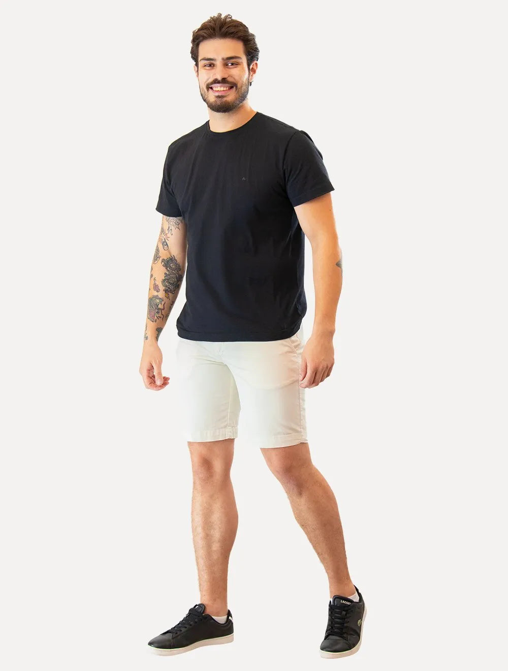 Bermuda Sergio K Masculina Chino Sarja Elastano Off-White