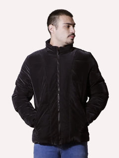 Jaqueta Victory Eagle Masculina Suede Puffer Preta