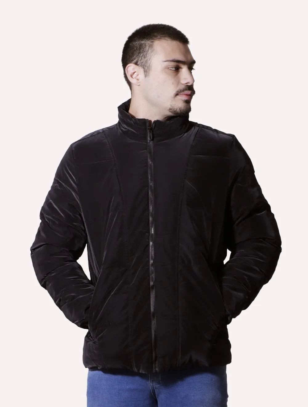 Jaqueta Victory Eagle Masculina Suede Puffer Preta