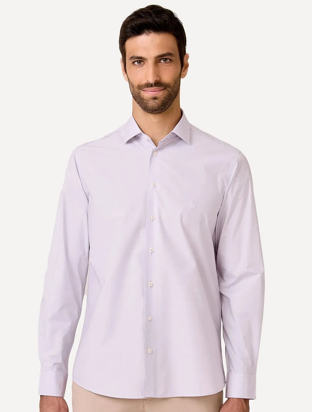 Camisa Dudalina Masculina Slim Tricoline Lisa Lilás
