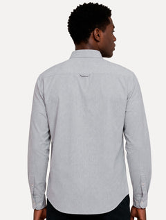 Camisa John John Masculina Regular Chambray Blue Logo Cinza Médio