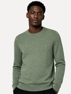 Suéter Dudalina Masculino Tricot Crewneck Basico Verde Médio