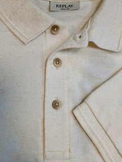 Polo Replay Masculina Malha Brown Icon Off White