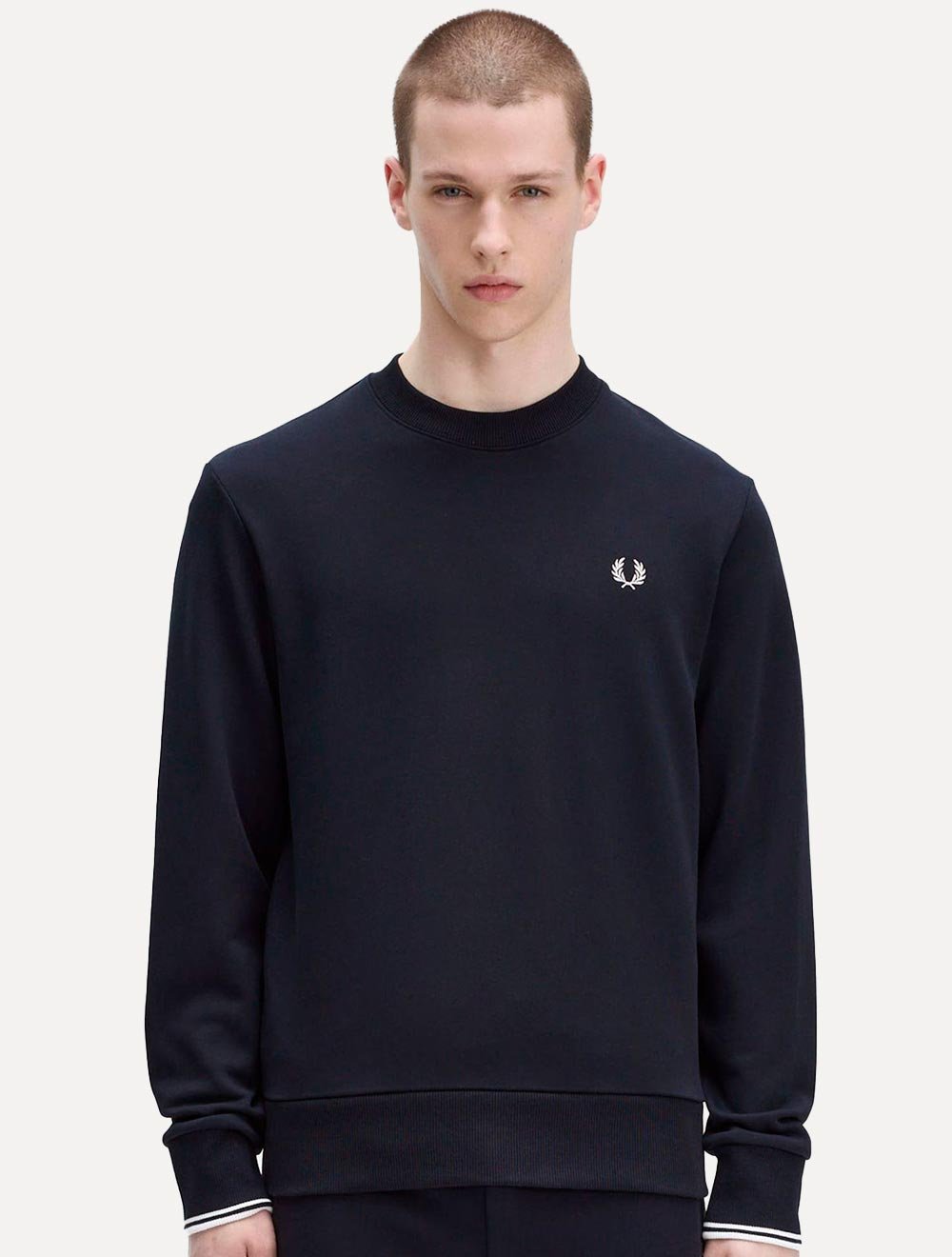 Moletom Fred Perry Masculino Crewneck Laurel Azul Marinho