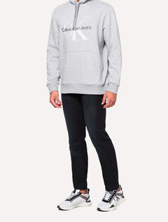 Moletom Calvin Klein Jeans Masculino Hoodie Issue Monograma Cinza Mescla