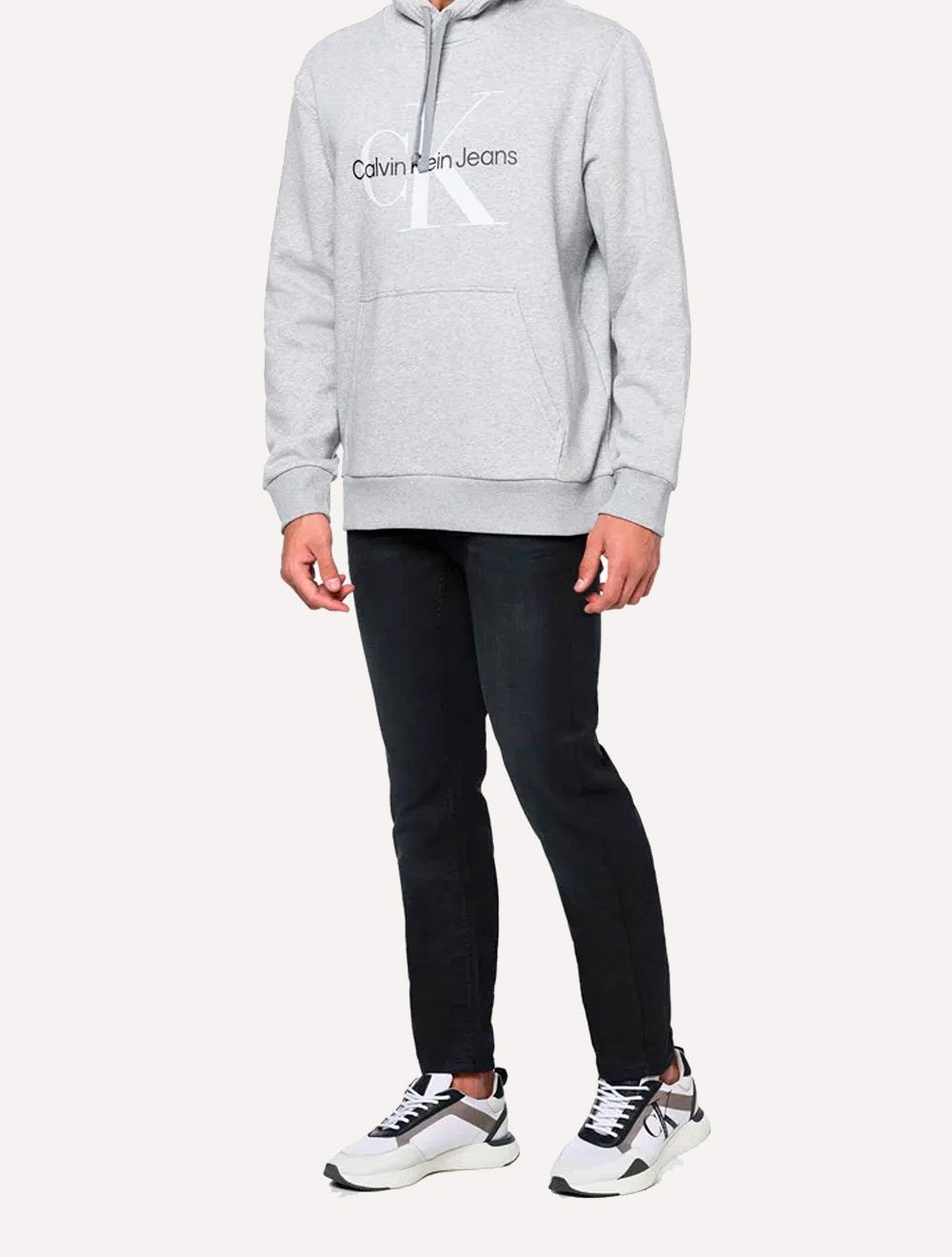 Moletom Calvin Klein Jeans Masculino Hoodie Issue Monograma Cinza Mescla