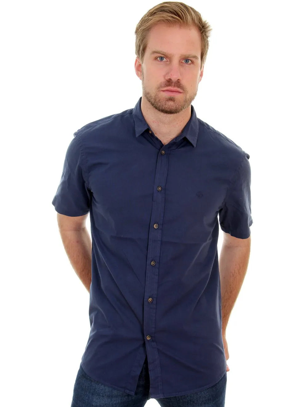 Camisa Forum Masculina Manga Curta Cotton Relax Azul Marinho