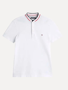 Polo Tommy Hilfiger Masculina Slim Tipped Gola Portuguesa Branca