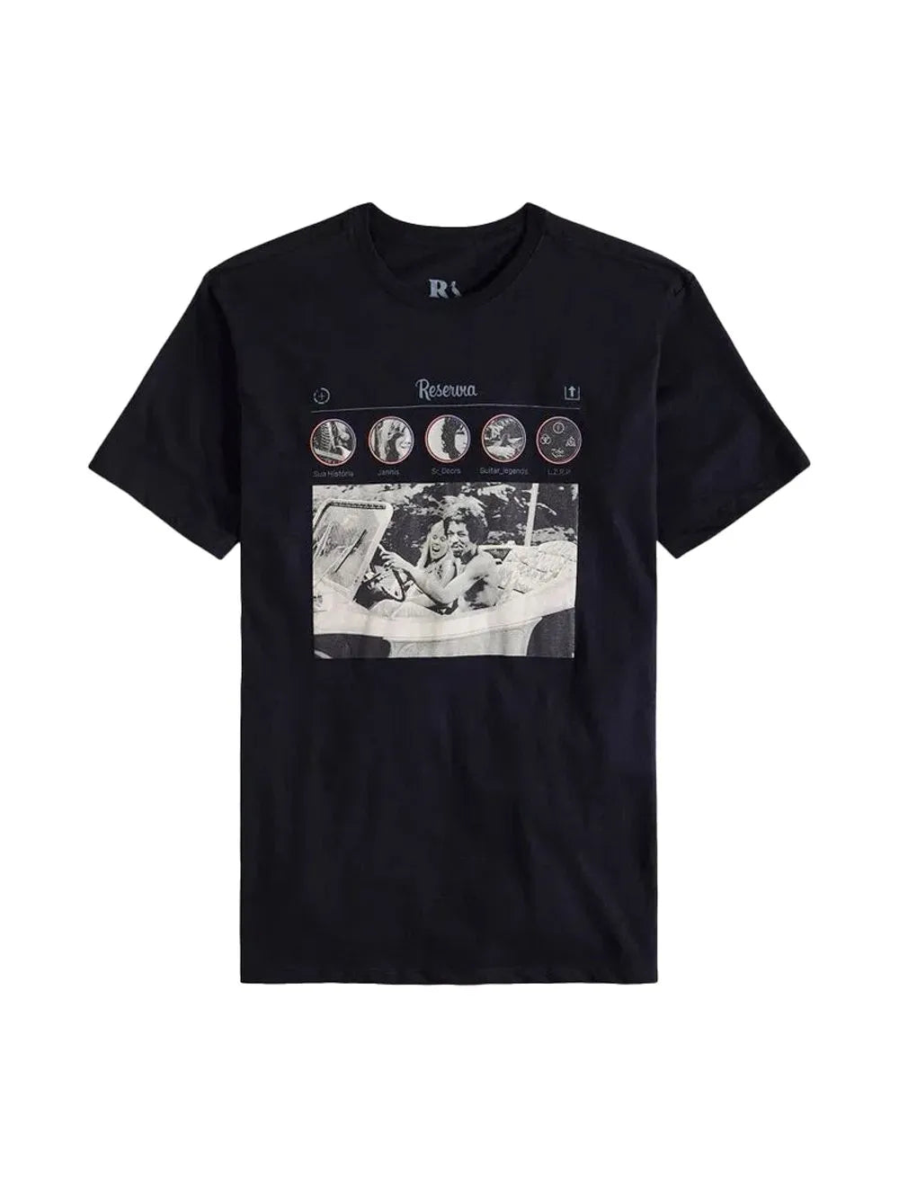 Camiseta Reserva Masculina Rock Music Feed Preta