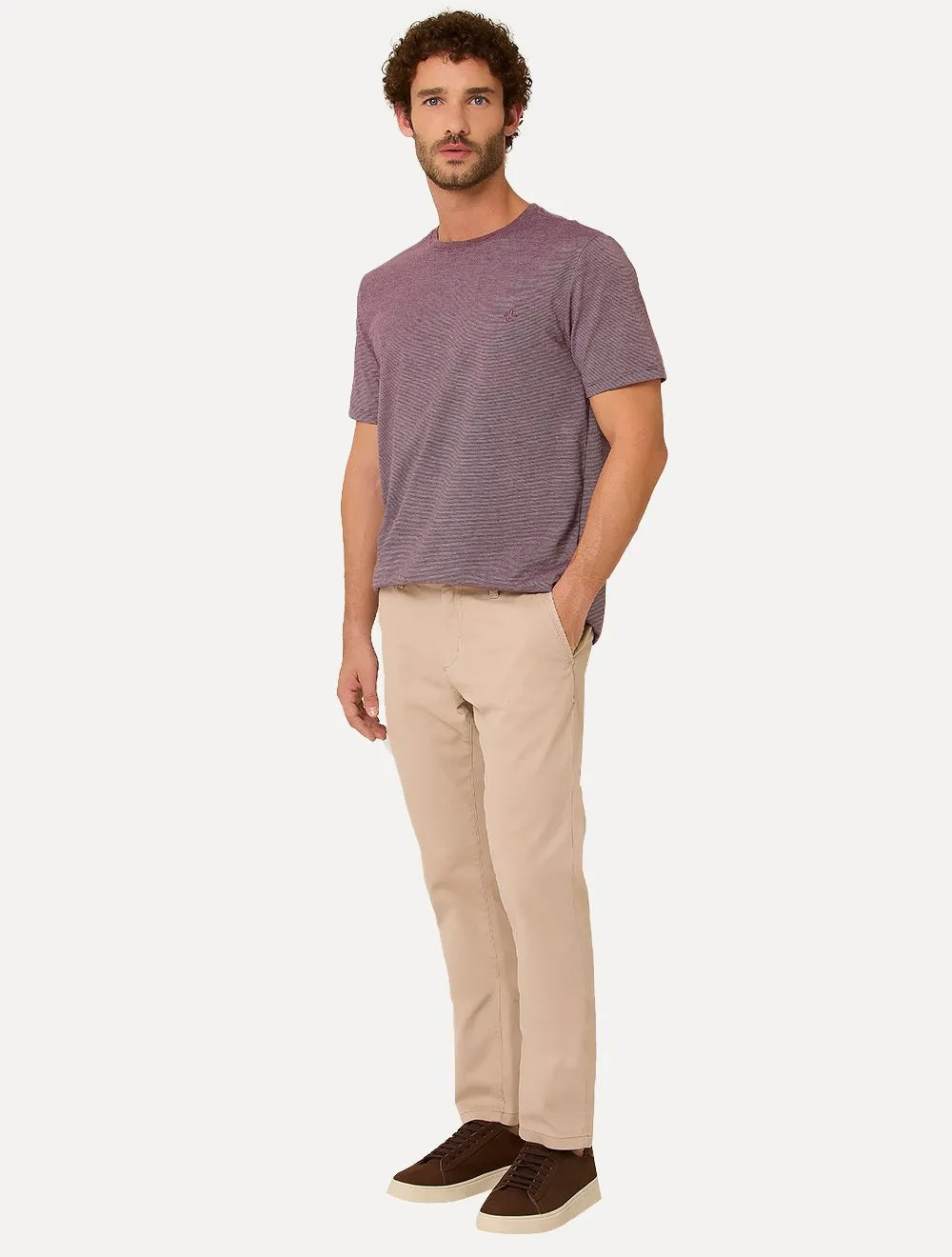 Camiseta Dudalina Masculina Mini Stripes Bordô
