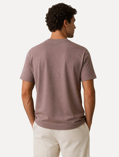 Camiseta Calvin Klein Manga Curta Masculina Mono Logo Ribana Gola Bordô Mescla