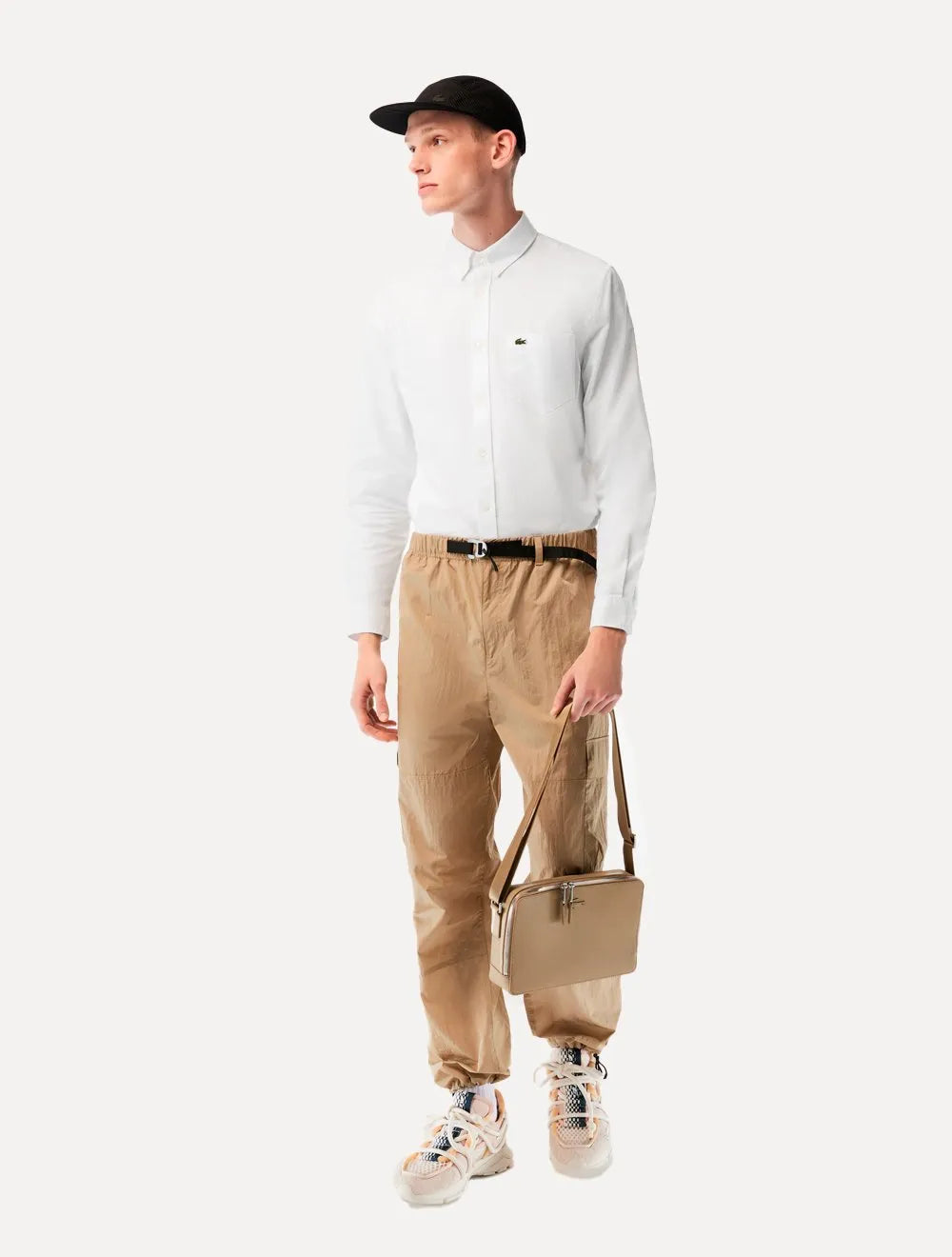Camisa Lacoste Masculina Regular Oxford Buttoned Collar Branca