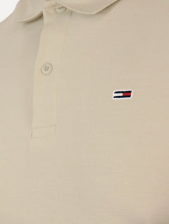 Polo Tommy Jeans Masculina Piquet Regular Placket Cáqui
