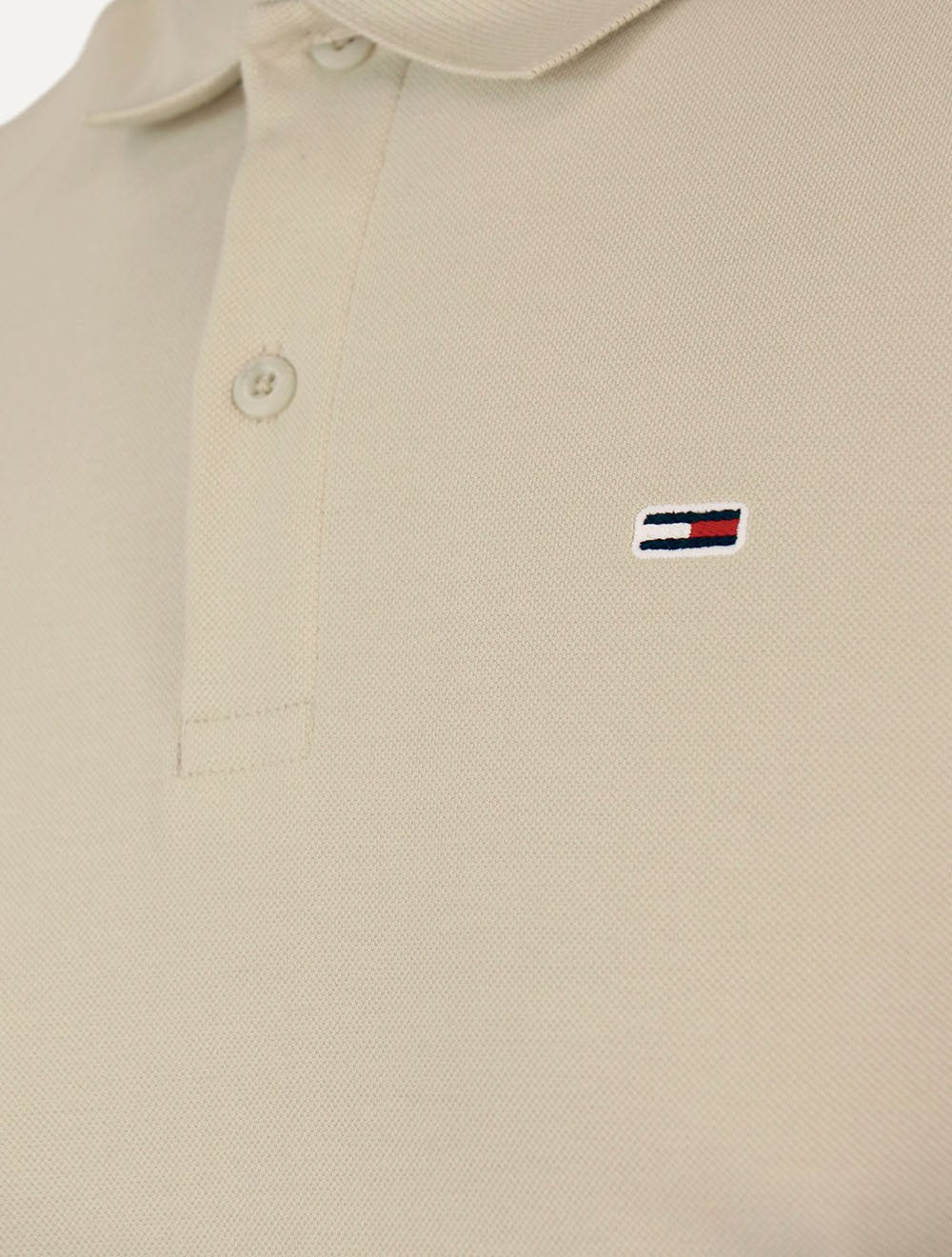 Polo Tommy Jeans Masculina Piquet Regular Placket Cáqui