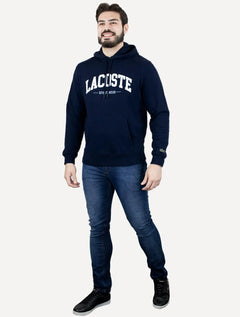 Moletom Lacoste Masculino Sportwear Hoodie Logo Cotton Azul Marinho