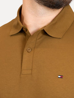 Polo Tommy Hilfiger Masculina Malha Liquid Cotton Essential Marrom