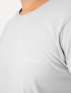 Camiseta Guess Masculina Small Silk Logo Cinza Claro