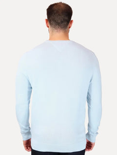 Suéter Tommy Hilfiger Masculino Crewneck Essential Cotton Azul Claro