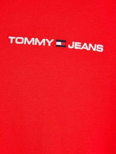 Camiseta Tommy Jeans Masculina Classic Linear Embroidered Chest Vermelha