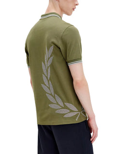 Polo Fred Perry Masculina Regular Piquet Cross Stitch Verde Escuro