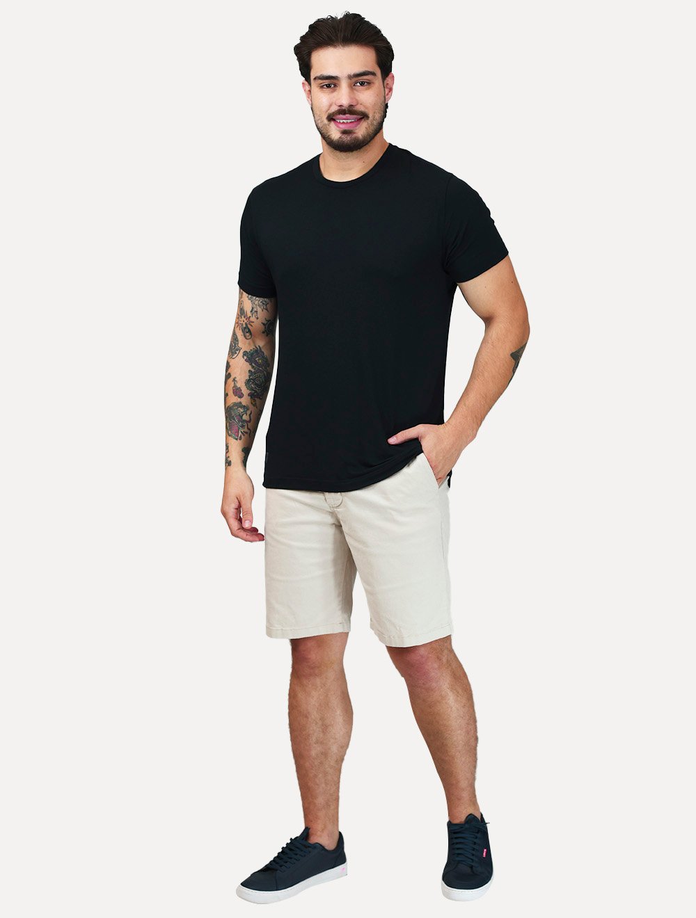 Bermuda Tommy Hilfiger Masculina de Sarja Stretch Areia